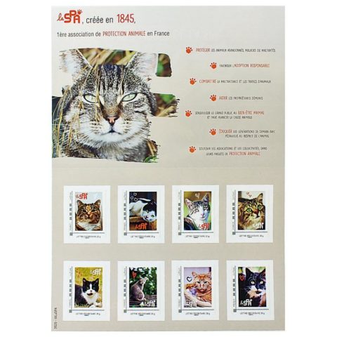 Carnet de 8 timbres chat La SPA