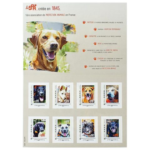 Carnet de 8 timbres chien La SPA