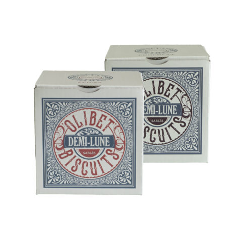 Lot de 2 Boites de biscuits demi-lunes : épices et chocolat