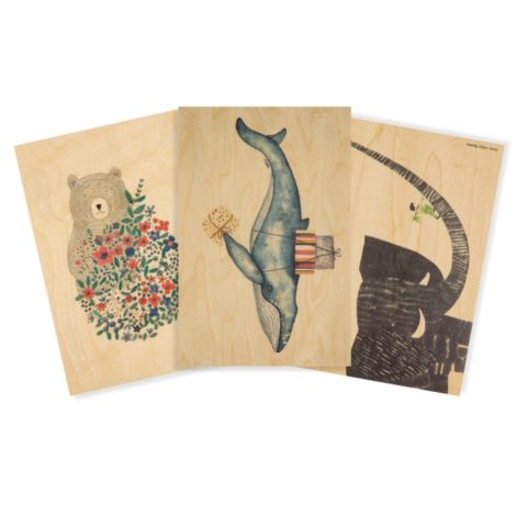 Lot de 3 cartes en bois