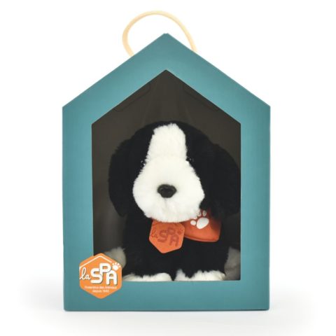 Peluche chien noir et blanc Doudou & Cie pour La SPA