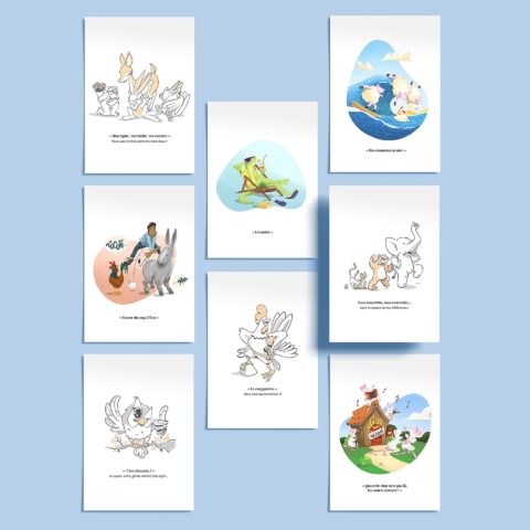 8 CARTES ANIMAUX HUMORISTIQUES LA SPA