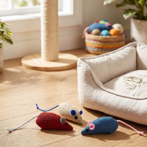 Lot de 3 souris en tissu La spa