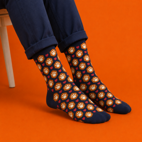 Paire de chaussettes La SPA - Motifs pattes/coeur