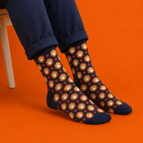 Paire de chaussettes La SPA - Motifs pattes/coeur